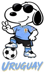 Pegatina Snoopy de Uruguay futbolista con gafas de sol