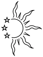 Pegatina Sol de Mayo argentino con tres estrellas