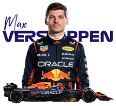 Pegatina Max Verstappen con nombre y coche de F1