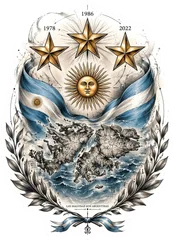 Pegatina Las Malvinas son Argentinas y Tres Estrellas