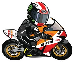 Pegatina Piloto de Motociclismo Repsol en Caricatura