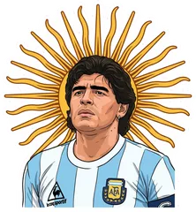 Pegatina Maradona con camiseta de Argentina y Sol de Mayo