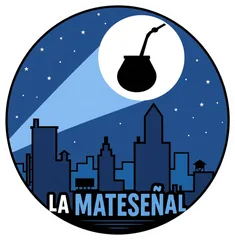Pegatina La Mateseñal con silueta de mate en el cielo