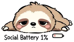 Pegatina Perezoso Cansado Social Battery 1%