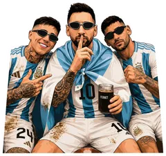 Pegatina Messi y jugadores de Argentina con Fernet