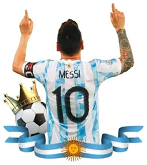 Pegatina Messi de espaldas con el 10 y bandera argentina