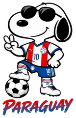 Pegatina Snoopy futbolista con camiseta de Paraguay