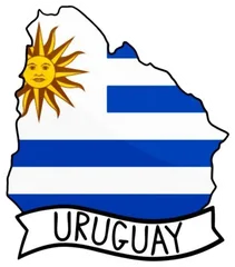 Pegatina Mapa de Uruguay con Bandera