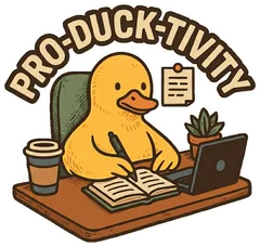 Pegatina Pato Trabajando Pro-duck-tivity