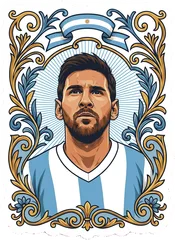 Pegatina Messi con marco estilo fileteado porteño