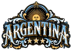 Pegatina Argentina con Sol de Mayo y Tres Estrellas