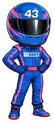 Pegatina Piloto de F1 Número 43 con Traje BWT