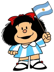 Pegatina Mafalda con bandera de Argentina