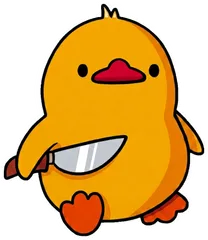 Pegatina Patito amarillo con cuchillo