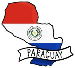 Pegatina Mapa de Paraguay con Bandera