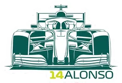 Pegatina Coche F1 Verde 14 Alonso
