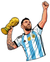 Pegatina Messi con la Copa del Mundo