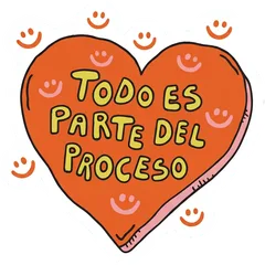 Pegatina Corazón Naranja Todo es Parte del Proceso