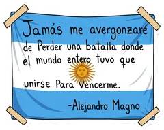 Pegatina Bandera Argentina con Frase de Alejandro Magno