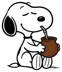 Pegatina Snoopy tomando mate