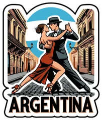 Pegatina Pareja bailando tango y letras Argentina