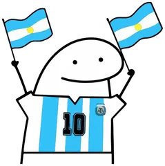 Pegatina Flork con camiseta de Argentina 10 y banderas
