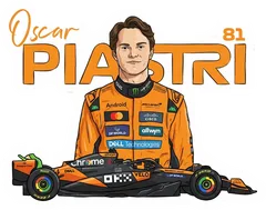 Pegatina Oscar Piastri con monoplaza de F1