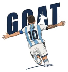Pegatina Messi 10 Argentina celebrando con letras GOAT