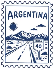 Pegatina Sello Postal de Argentina Ruta 40
