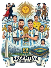 Pegatina Selección Argentina Campeones del Mundo