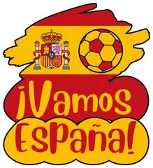 Pegatina ¡Vamos España! con bandera y balón