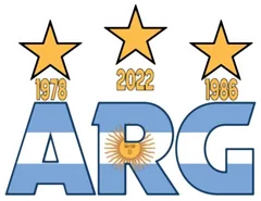 Pegatina ARG con Bandera de Argentina y Tres Estrellas