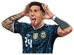 Pegatina Enzo Fernández sacando la lengua con Argentina