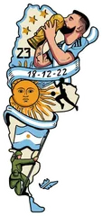 Pegatina Mapa de Argentina con Messi y fecha 18-12-22
