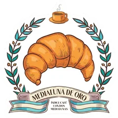 Pegatina Medialuna de Oro e Índice Café