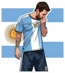Pegatina Messi besando la camiseta de Argentina