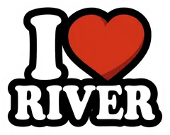 Pegatina I Love River con corazón rojo