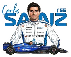 Pegatina Carlos Sainz con coche y dorsal 55